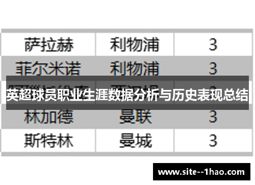 英超球员职业生涯数据分析与历史表现总结