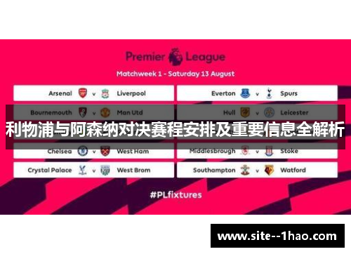 利物浦与阿森纳对决赛程安排及重要信息全解析
