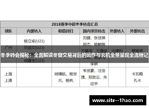 冬季转会揭秘：全面解读冬窗交易背后的运作与玄机全景呈现全流程记