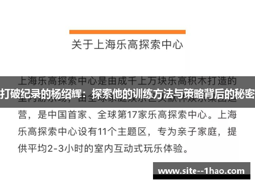 打破纪录的杨绍辉：探索他的训练方法与策略背后的秘密
