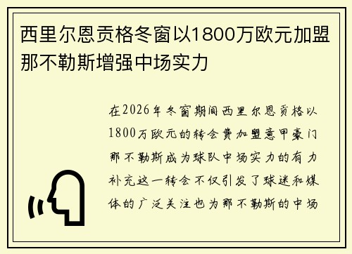 西里尔恩贡格冬窗以1800万欧元加盟那不勒斯增强中场实力